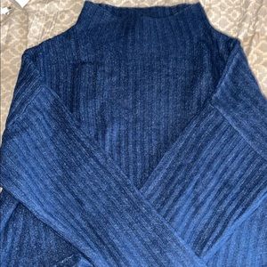 blue fuzzy sweater